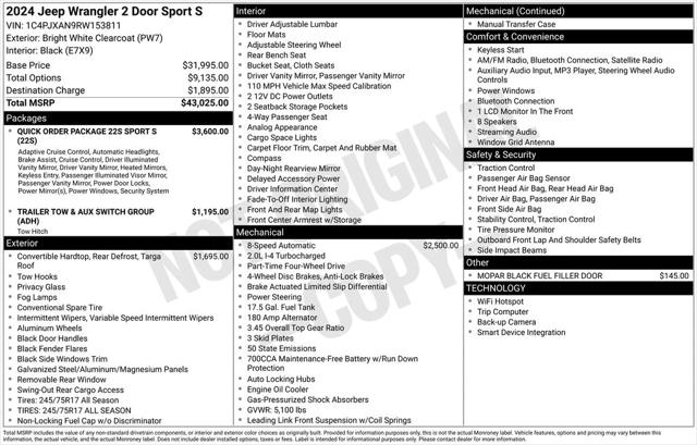 2024 Jeep Wrangler 2-Door Sport S 4x4