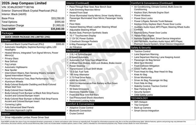 2026 Jeep Compass COMPASS LIMITED 4X4