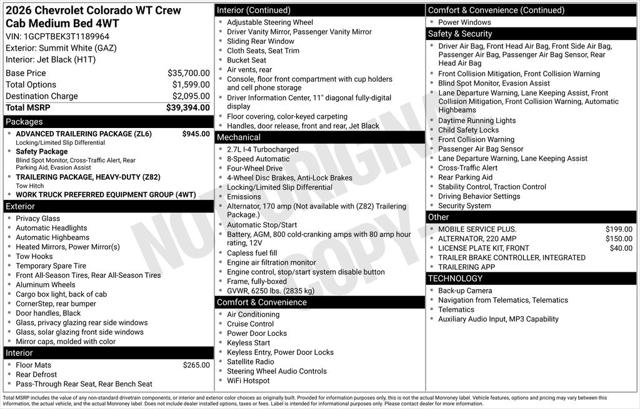 2026 Chevrolet Colorado WT, 4WD
