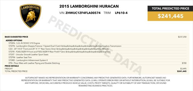 2015 Lamborghini Huracan LP610-4