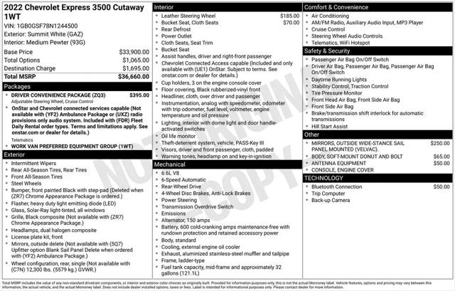 2022 Chevrolet Express Cutaway Work Van