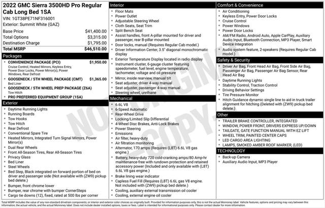 2022 GMC Sierra 3500HD 2WD Regular Cab Long Bed Pro