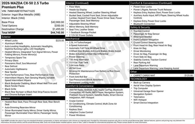 2026 Mazda CX-50 2.5 Turbo Premium Plus