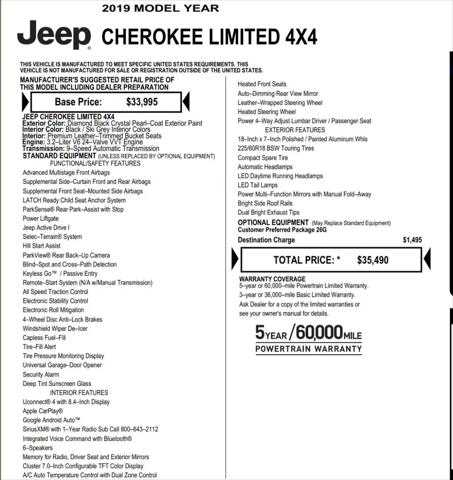 2019 Jeep Cherokee Limited 4x4