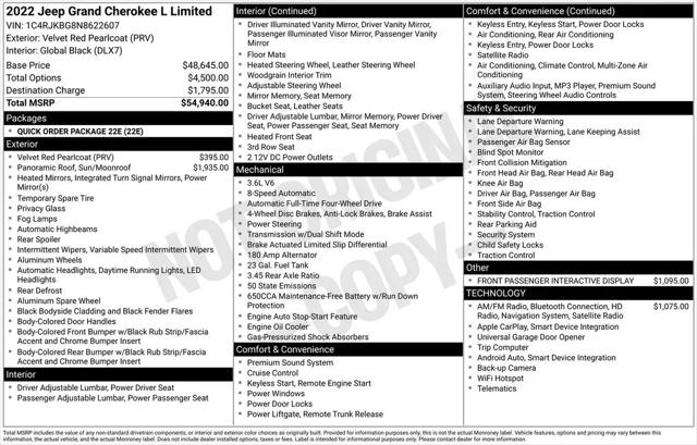 2022 Jeep Grand Cherokee L Limited 4x4