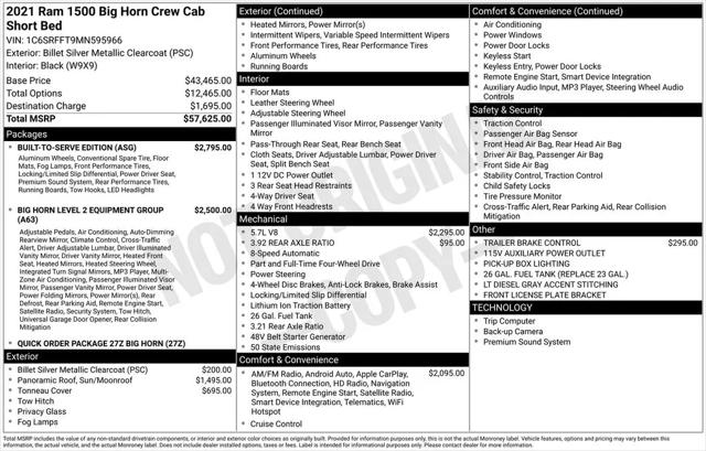 2021 Ram 1500 Big Horn Crew Cab 4x4 5'7" Box