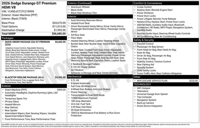 2026 Dodge Durango GT Premium AWD HEMI V8