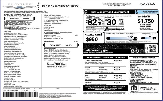 2022 Chrysler Pacifica Hybrid Touring L