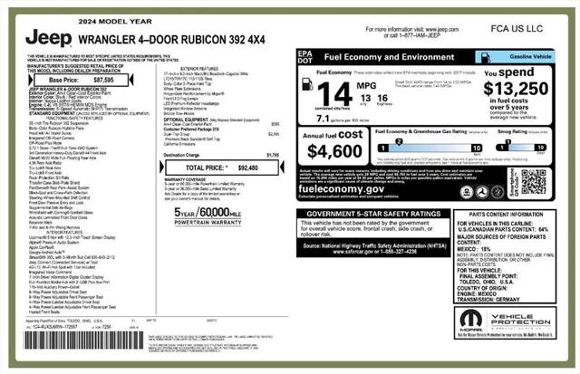 2024 Jeep Wrangler 4-Door Rubicon 392 4x4