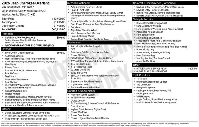 2026 Jeep Cherokee Overland 4x4