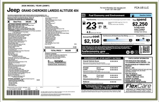 2026 Jeep Grand Cherokee GRAND CHEROKEE LAREDO ALTITUDE 4X4