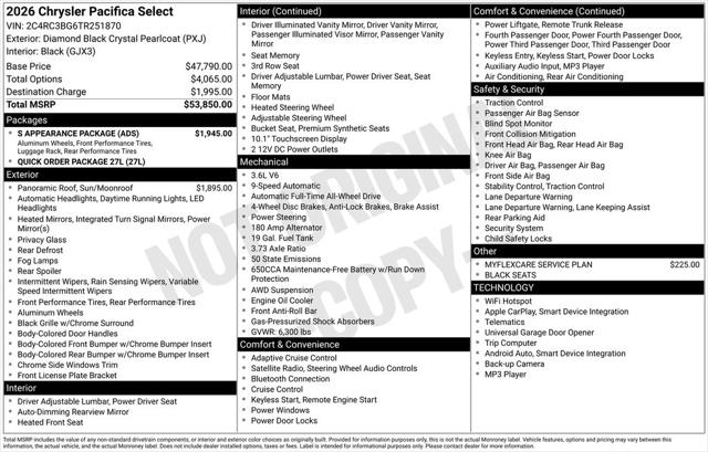 2026 Chrysler Pacifica Select AWD