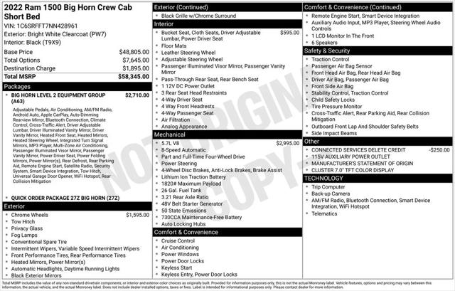 2022 Ram 1500 Big Horn Crew Cab 4x4 5'7" Box