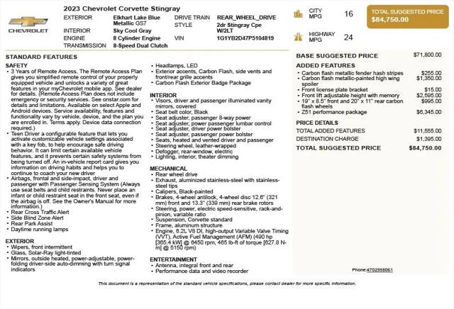2023 Chevrolet Corvette Stingray RWD Coupe 2LT