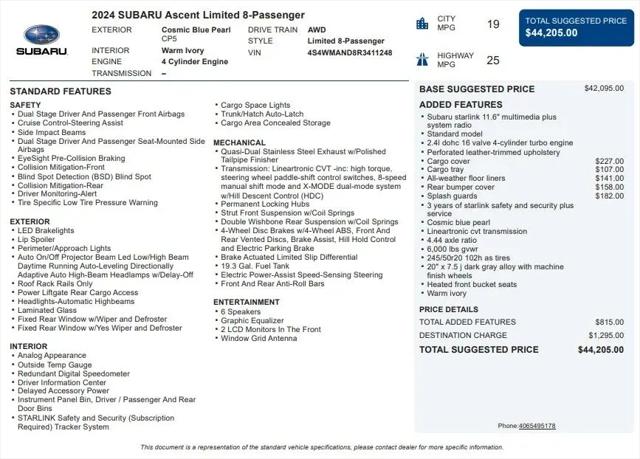 2024 Subaru Ascent Limited 8-Passenger