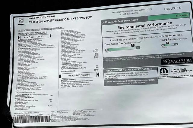 2026 Ram 3500 Laramie Crew Cab 4x4 8' Box