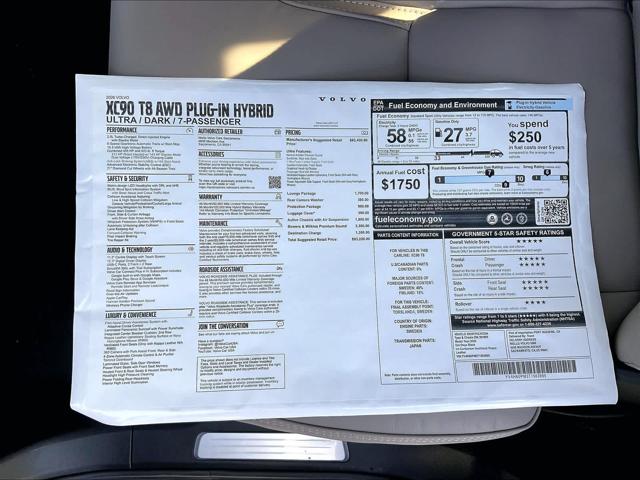 2026 Volvo XC90 Plug-In Hybrid Ultra Dark Theme, T8 AWD, Electric/Gasoline, 7 Seats