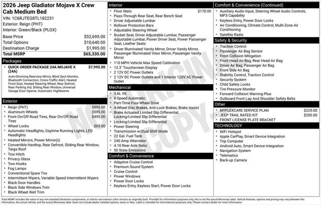 2026 Jeep Gladiator GLADIATOR MOJAVE X 4X4