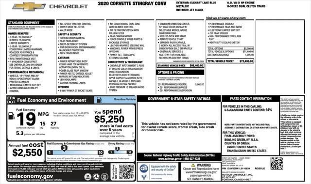 2020 Chevrolet Corvette Stingray RWD Convertible 1LT