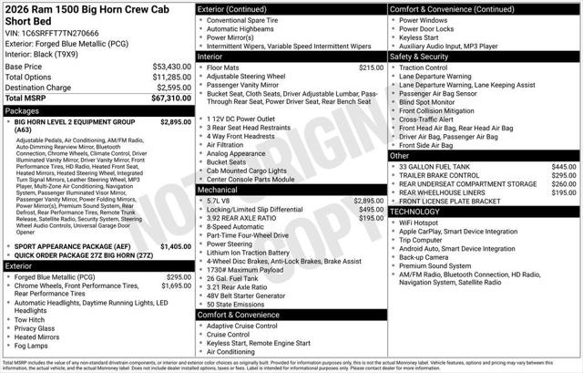 2026 Ram 1500 Big Horn Crew Cab 4x4 5'7" Box