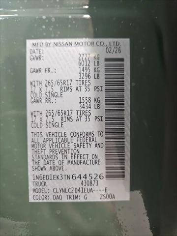 2026 Nissan Frontier Crew Cab SV 4x4