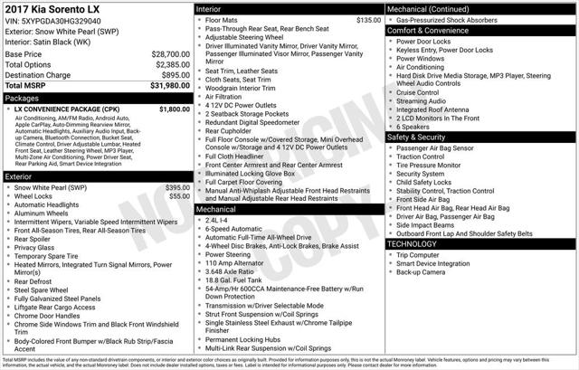 2017 Kia Sorento 2.4L LX 2017 Kia Sorento 2.4L LX