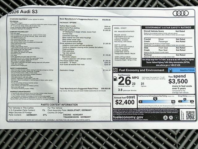 2026 Audi S3 TFSI quattro S tronic