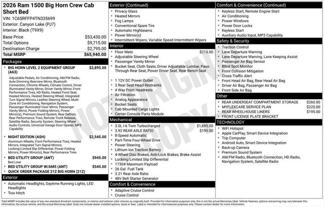 2026 Ram 1500 Big Horn Crew Cab 4x4 5'7" Box