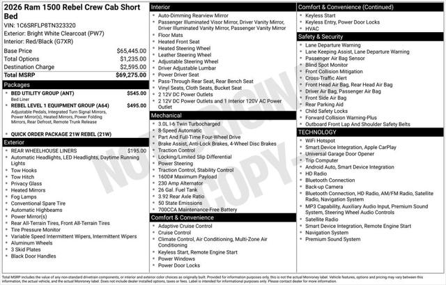 2026 RAM Ram 1500 RAM 1500 REBEL CREW CAB 4X4 57 BOX 2026 RAM Ram 1500 RAM 1500 REBEL CREW CAB 4X4 57 BOX