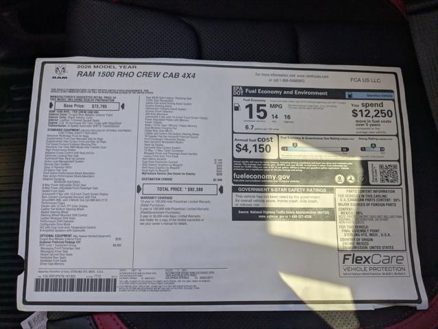 2026 Ram 1500 RHO Crew Cab 4x4 5'7" Box