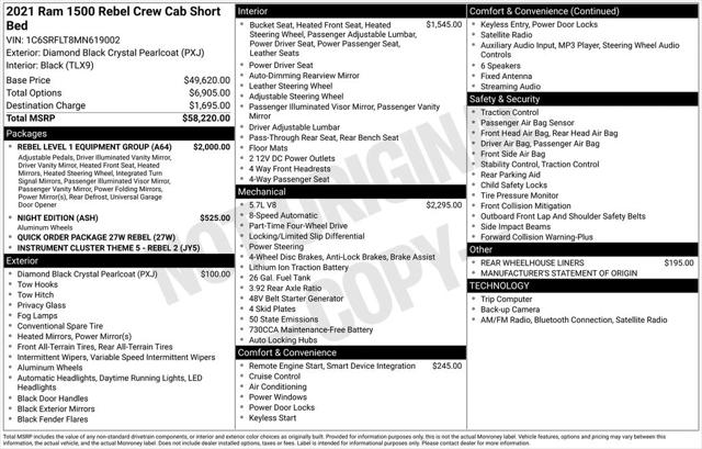 2021 Ram 1500 Rebel Crew Cab 4x4 5'7" Box