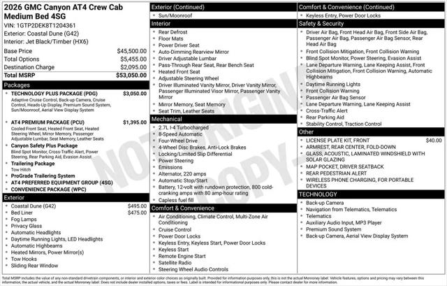 2026 GMC Canyon AT4, 4WD