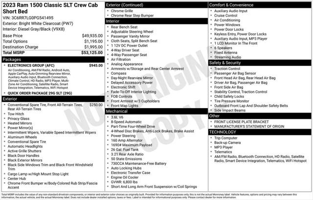 2023 Ram 1500 Classic SLT Crew Cab 4x4 5'7" Box