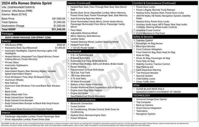 2024 Alfa Romeo Stelvio Sprint AWD 2024 Alfa Romeo Stelvio Sprint AWD