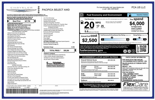 2026 Chrysler Pacifica Select AWD