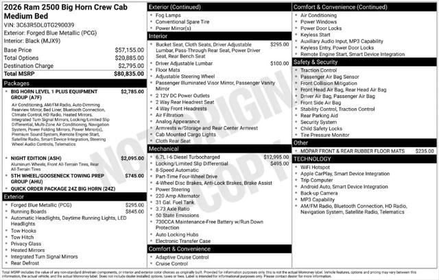 2026 Ram 2500 Big Horn Crew Cab 4x4 64 Box