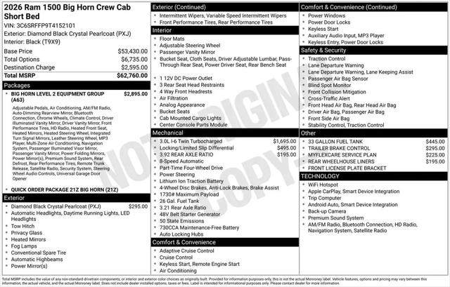 2026 Ram 1500 Big Horn Crew Cab 4x4 5'7" Box