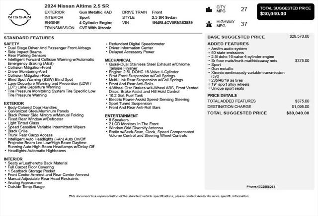 2024 Nissan Altima SR FWD