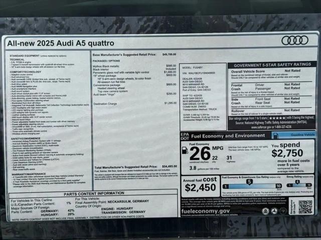 2025 Audi A5 Premium TFSI quattro S tronic