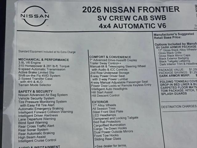 2026 Nissan Frontier Crew Cab SV 4x4