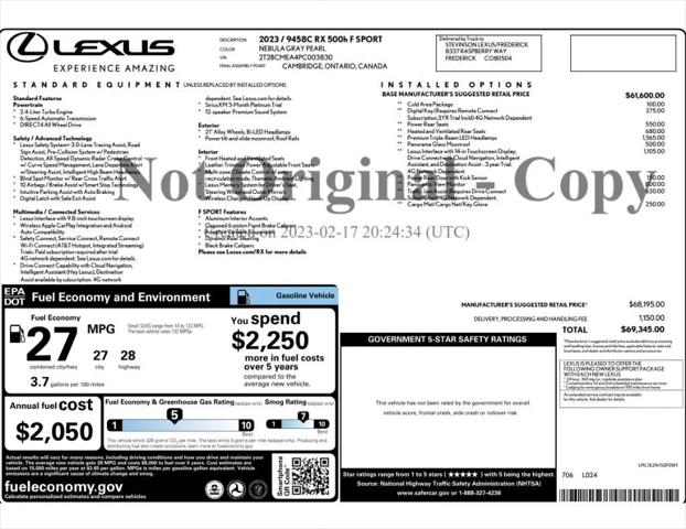 2023 Lexus RX 500h F SPORT Performance