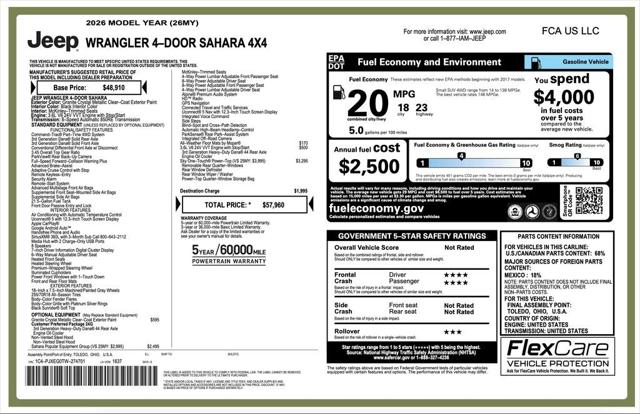 2026 Jeep Wrangler WRANGLER 4-DOOR SAHARA