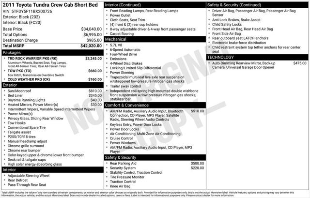2011 Toyota Tundra Grade 5.7L V8 2011 Toyota Tundra Grade 5.7L V8
