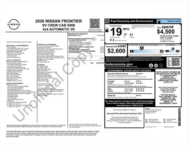 2026 Nissan Frontier Crew Cab SV 4x4