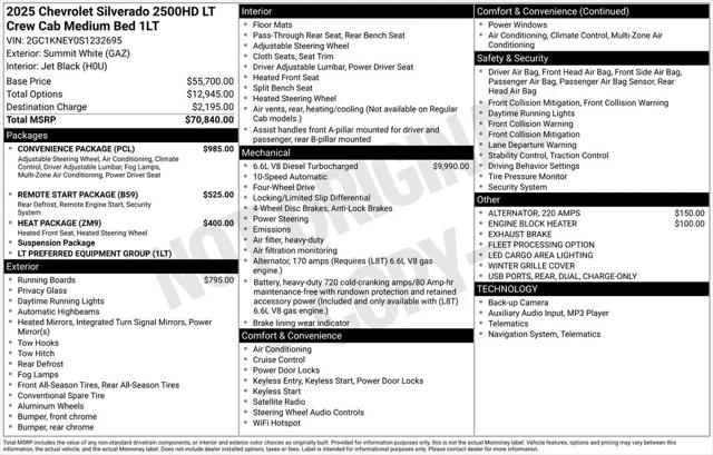 2025 Chevrolet Silverado 2500HD 4WD Crew Cab Standard Bed LT