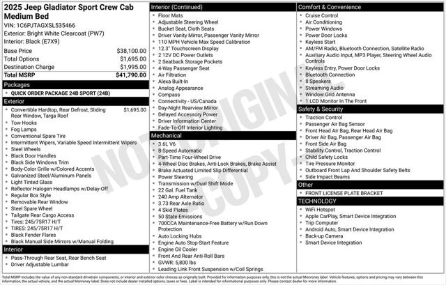 2025 Jeep Gladiator Sport 2025 Jeep Gladiator Sport