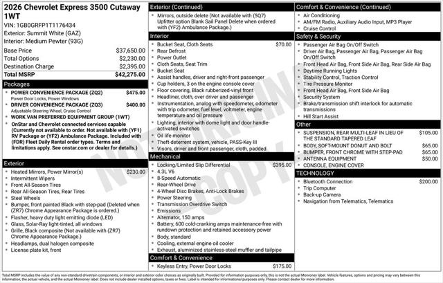 2026 Chevrolet Express Cutaway Work Van