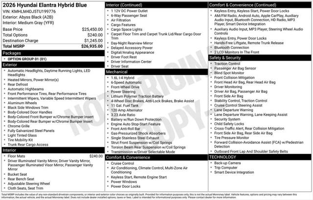 2026 Hyundai Elantra Hybrid Blue