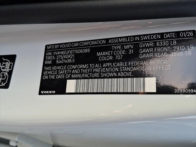 2026 Volvo XC90 Plug-In Hybrid Ultra, T8 AWD, Electric/Gasoline, Bright, 6 Seats