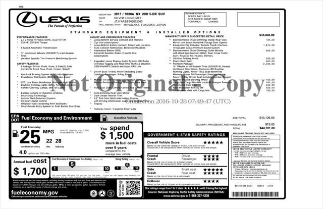2017 Lexus NX 200t F Sport